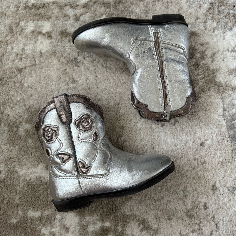Zara Silver Cowboy Boots